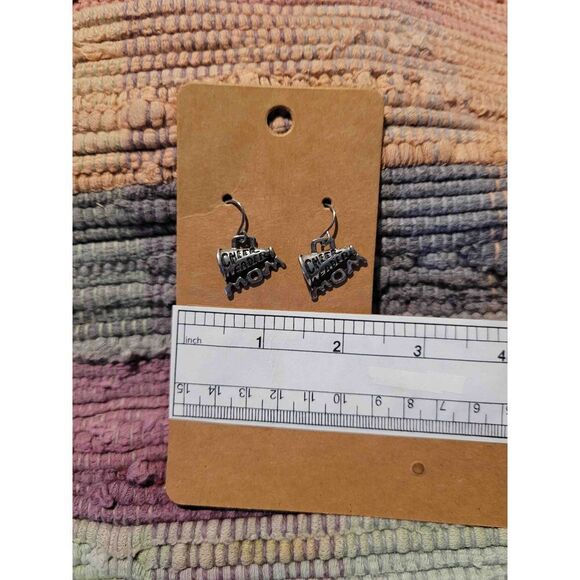 (3 for $15)~JoMa~ Silvertone Cheer Leader Mom Dangle Earrings- NWT - Picture 4 of 4
